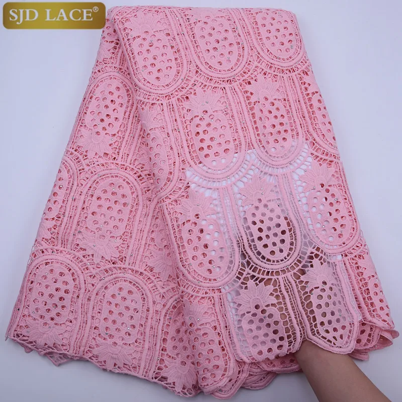 

SJD LACE 2020 High Quality African Cord Lace Guipure Lace Fabric Embroidery Design White Nigeria Wedding Party Dress Lace A1783