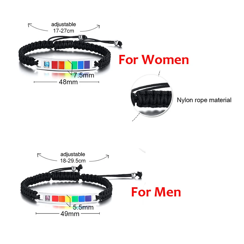 Пара браслет с символикой ЛГБТ нержавеющая сталь бар флаг плетеный Lebian Радуга