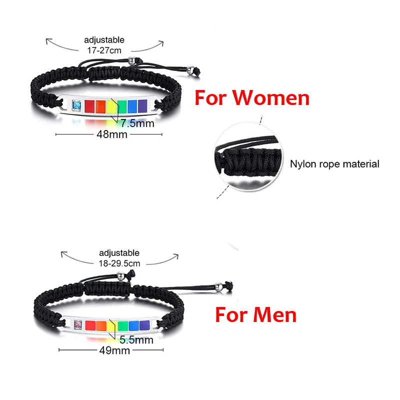 Пара браслет с символикой ЛГБТ нержавеющая сталь бар флаг плетеный Lebian