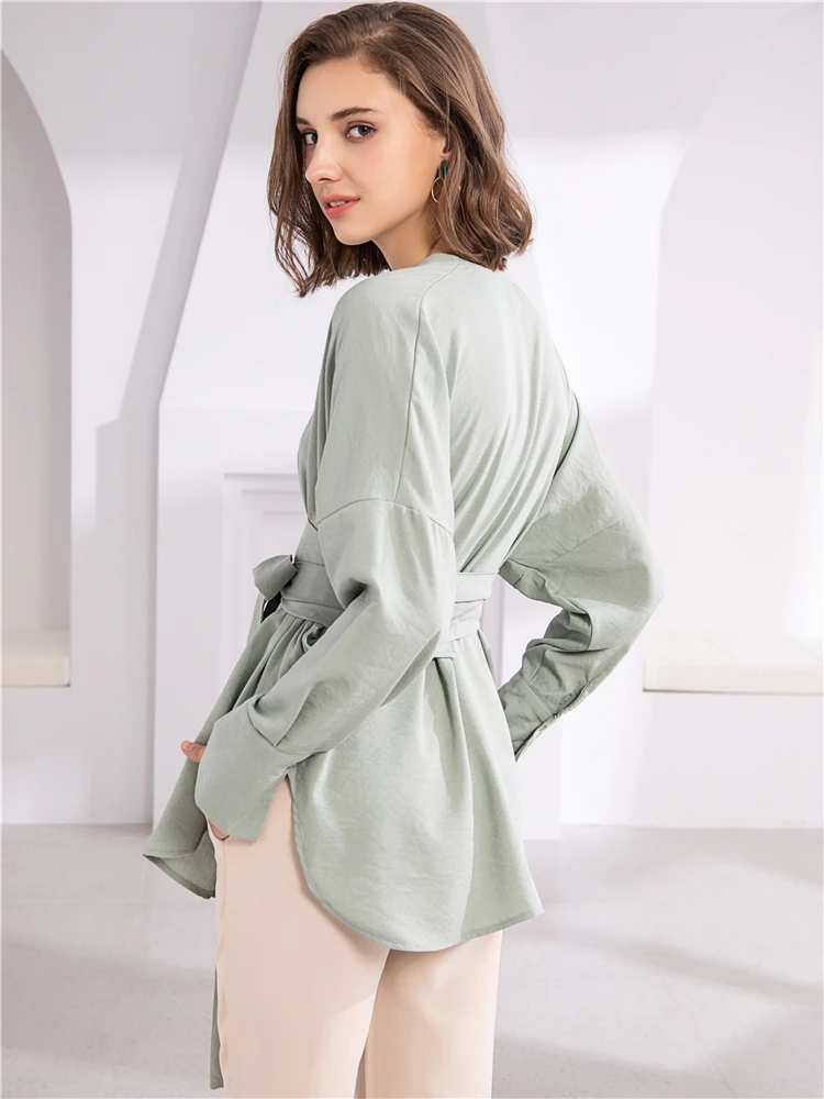Colorfaith женские блузки рубашки 2021 весна лето пояс на шнуровке Модные Элегантные