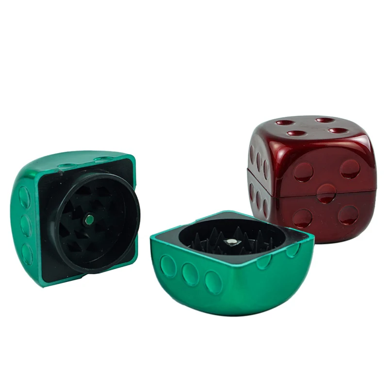 

Novelty 2 Layers Herb Tobacco Grinder Plastic Dice Design 47mm Smoking Accessories Pepper Pot Spice Miller