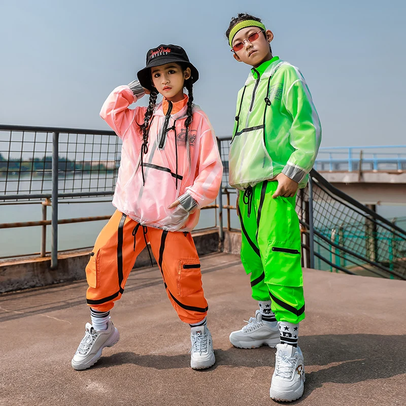 

Детская одежда в стиле хип-хоп для девочек и мальчиков, зеленые топы, штаны, костюм для выступлений, костюм для уличного танца, детская одежда для сцены, джаза, хип-хопа