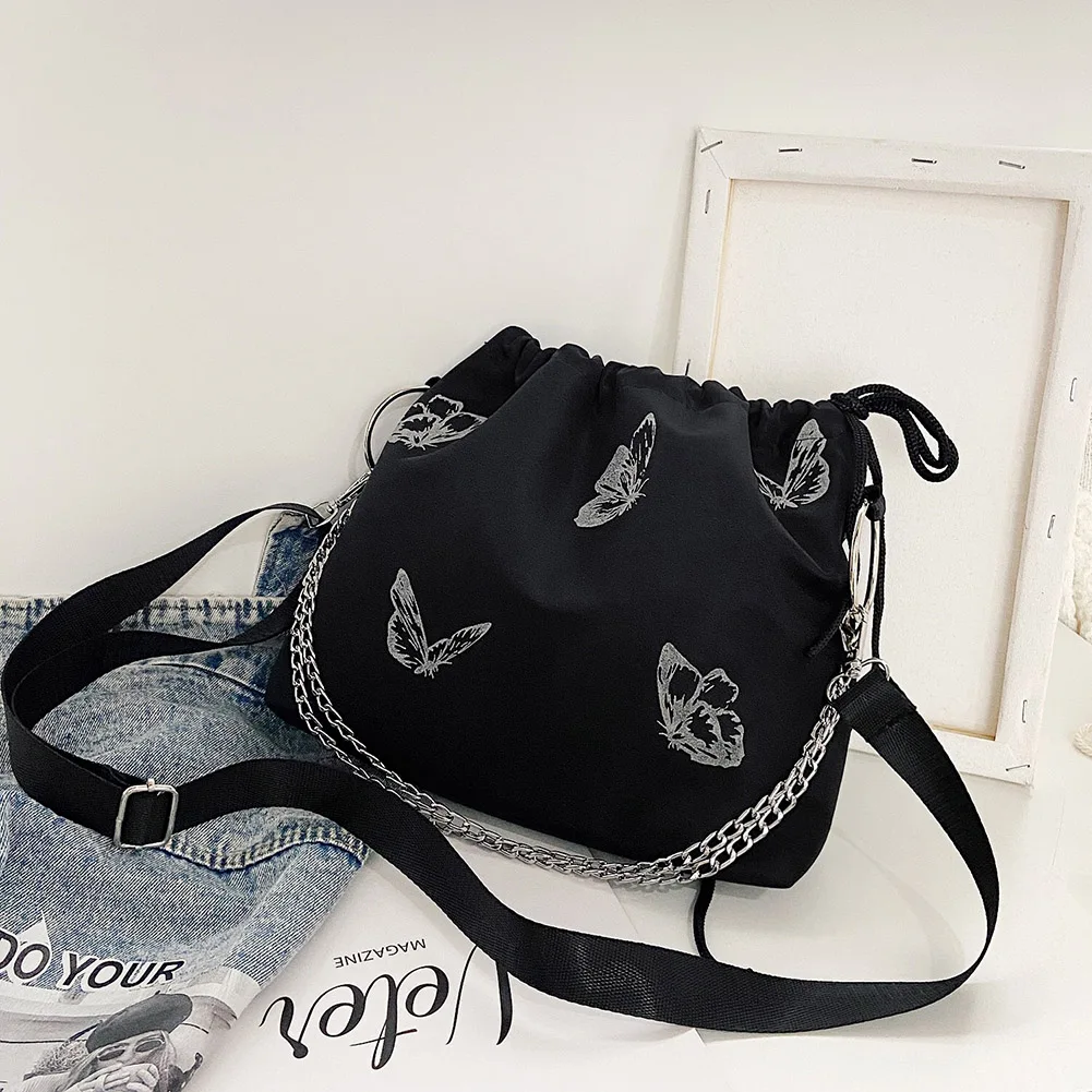 

Fashion Luminous Butterfly Messenger Bag Women Drawstring Chain Shoulder Pouch Party Ladies Nylon Casual Lady Crossbody Handbags