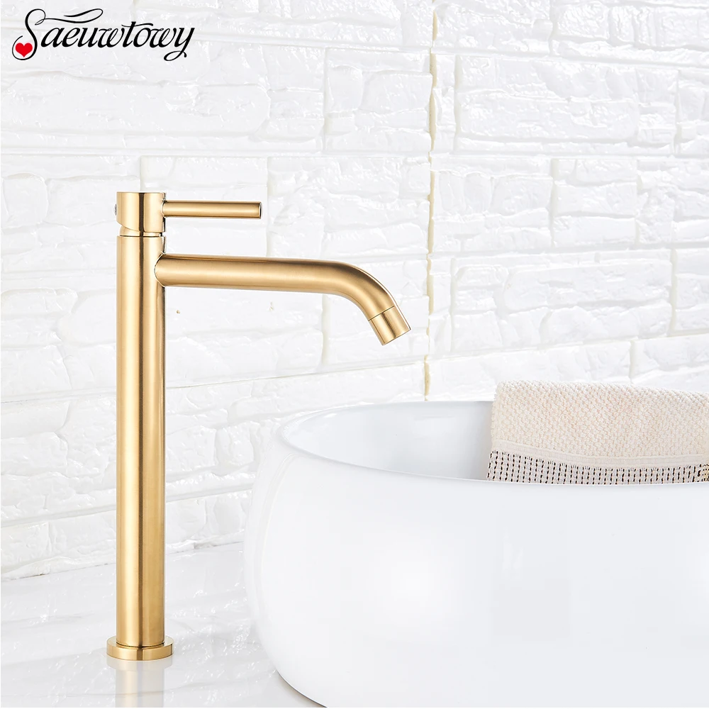 Черный/матовый золотой кран для раковины с одной ручкой смеситель горячей и