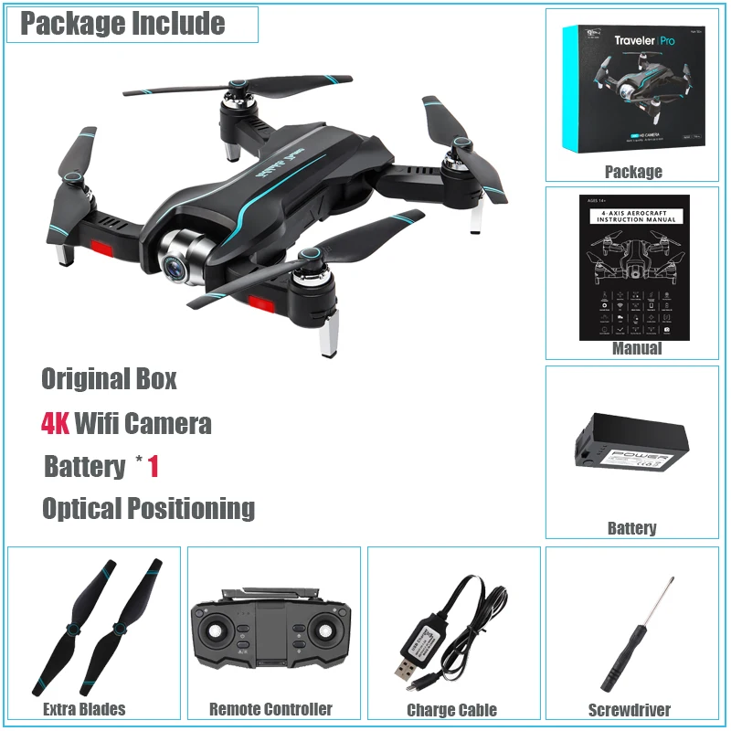Color Box 4K 1BAT 50X зум-камера мини-Дрон с 4K HD Wifi FPV Квадрокоптер оптический поток позиционирования игрушки вертолет складной Дрон двойная камера - Цвет: Color Box 4K 1BAT
