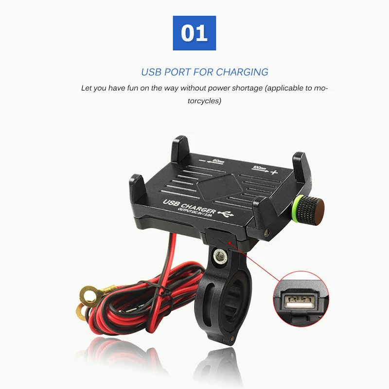 

Держатель для телефона TiOODRE мотоциклетный с USB-портом, 3,5-7 дюймов