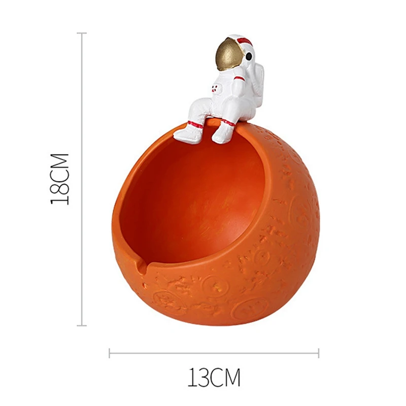 

2 Pcs Figurines Astronaut Storage Resin Statues for Cosmonaut Sculpture Home Living Room Storage, Green & Orange