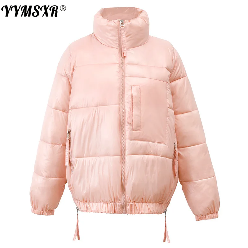 

Зимнее модное женское хлопковое пальто, новинка, Женская свободная универсальная пуховая куртка в Корейском стиле с воротником-стойкой и я...