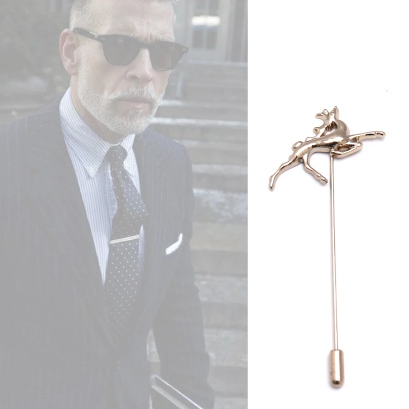 Металлическая булавка в виде животного оленя для мужчин винтажная брошка на