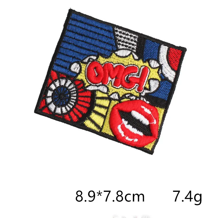 Сексуальные женские нашивки на губы для одежды полосатые Квадратные значки