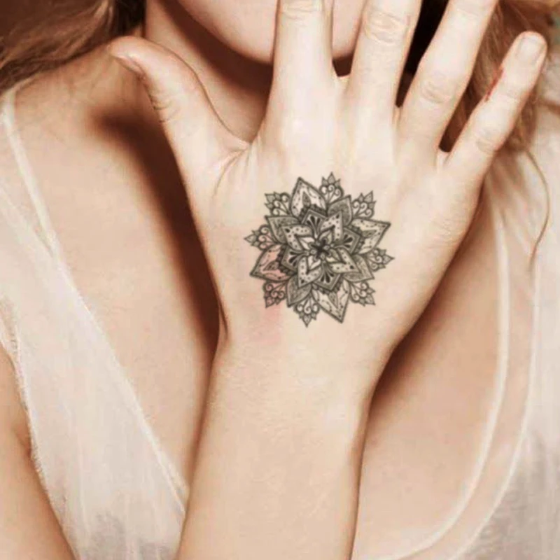 

Waterproof Temporary Tattoo Sticker Sanskrit Mandala Flower Flash Tattoos Sun Lotus Totem Body Art Hand Arm Fake Tatto Women Men