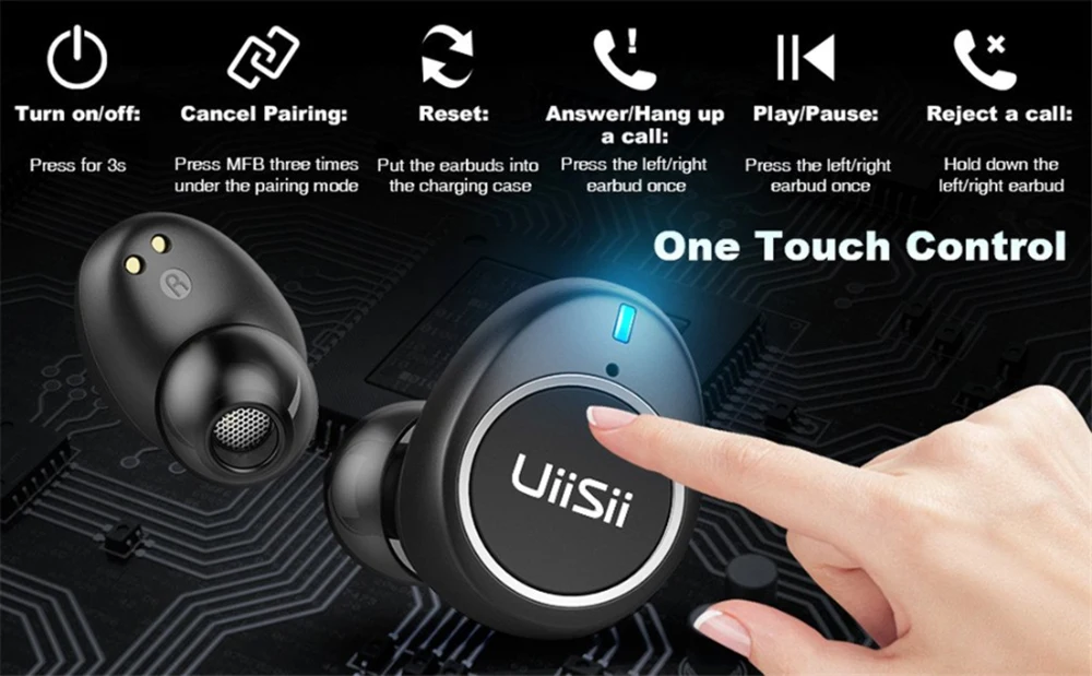 UiiSii TWS60 V5.0 bluetooth наушники сенсорные умные Мини Музыкальные Игровые наушники с микрофоном Беспроводные водонепроницаемые спортивные наушники