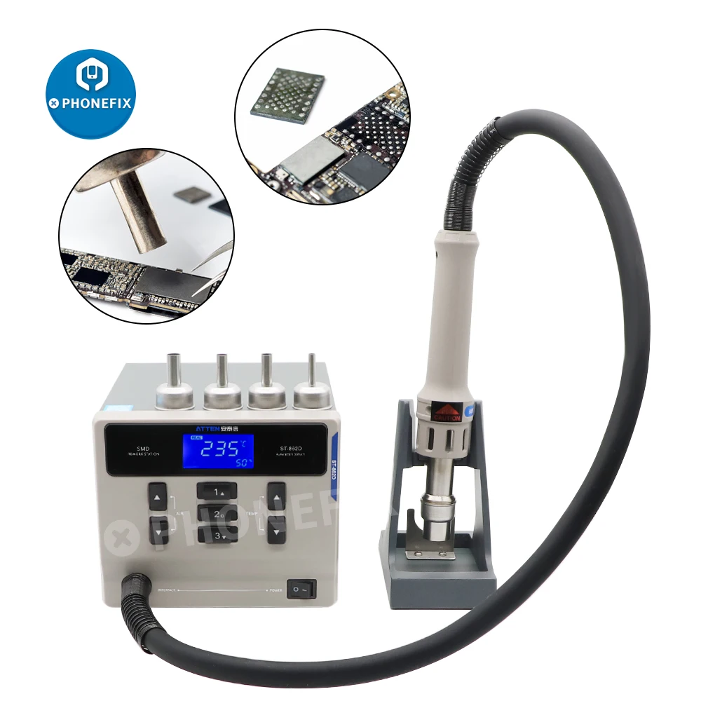 

ATTEN St-862D 1000W Hot Air Gun Digital Display BGA Rework Station Automatic Sleep For Phone PCB Chip Desoldering Repair Tool