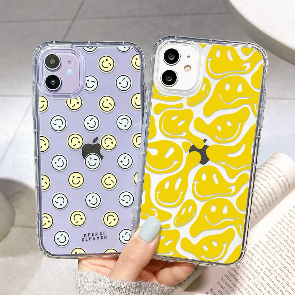 

Clear Phone Case for iPhone 13 Pro Max Fundas Silicon Cover iPhone 11 12Pro 7 8 XR XS X 6 Plus 6S SE 2020 13Mini Smiley Shell