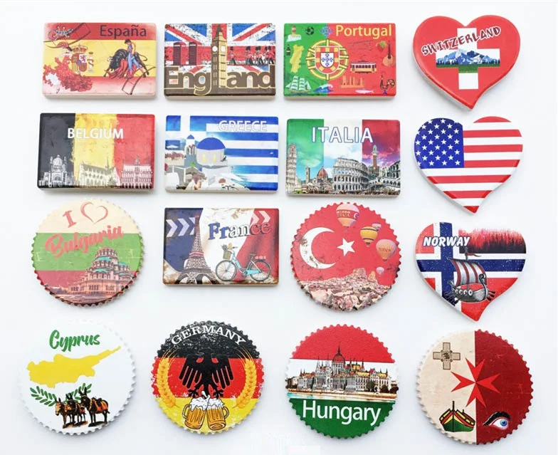 

National flags landmarks Fridge Magnets Tourist Souvenirs Crafts gifts Refrigerator Magnets