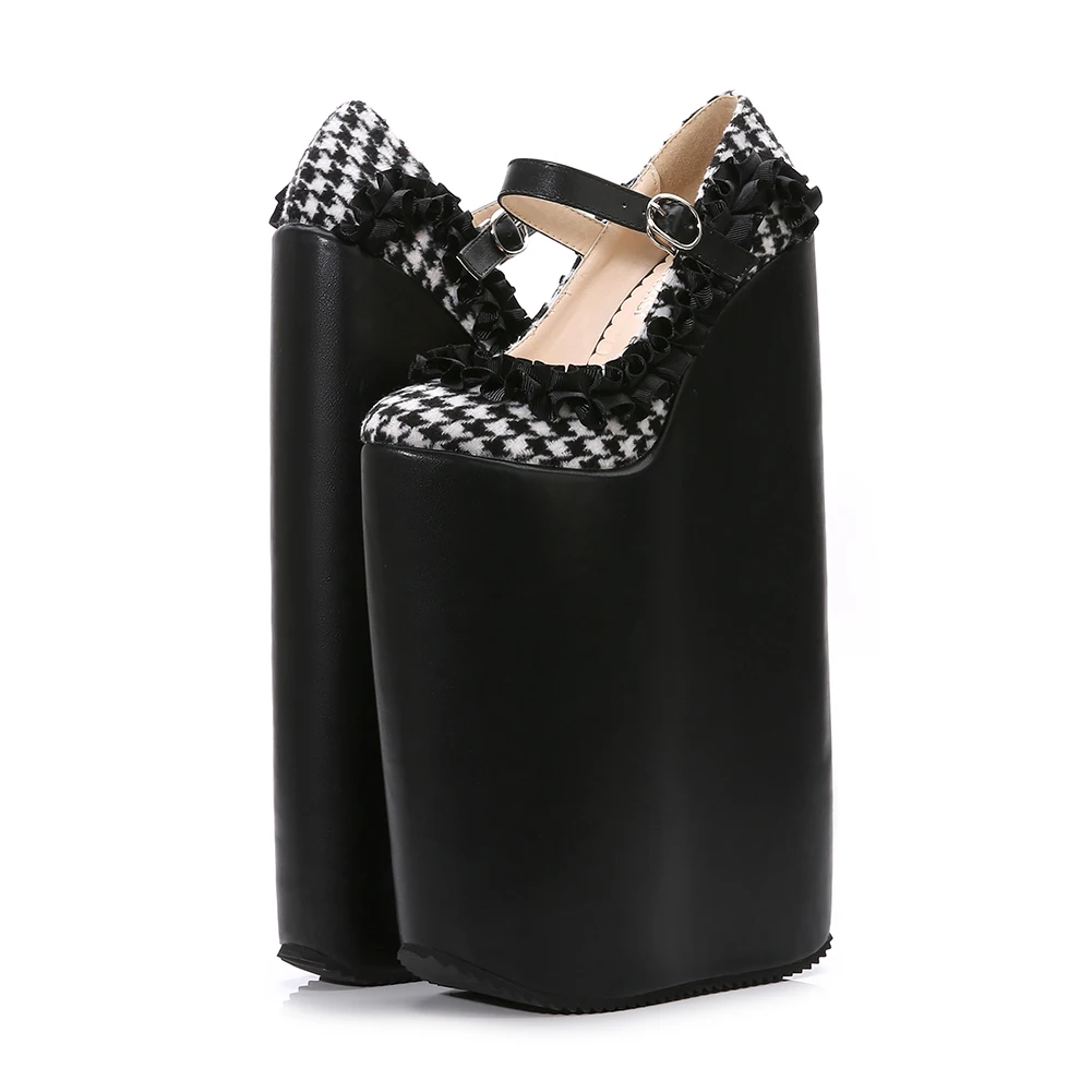 SDTRFT; sapato feminino; Туфли-лодочки на ультравысокой танкетке 30 см для студенток; женская обувь на платформе с круглым носком и пряжкой; обувь в стиле Лолиты для костюмированной вечеринки в стиле ретро
