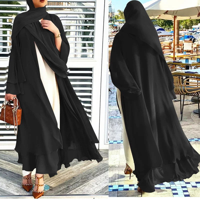 Модное мусульманское платье-хиджаб Eid Рамадан, кафтан, Дубайский кимомо, Abaya для женщин, арабский турецкий кардиган, женская одежда 2021