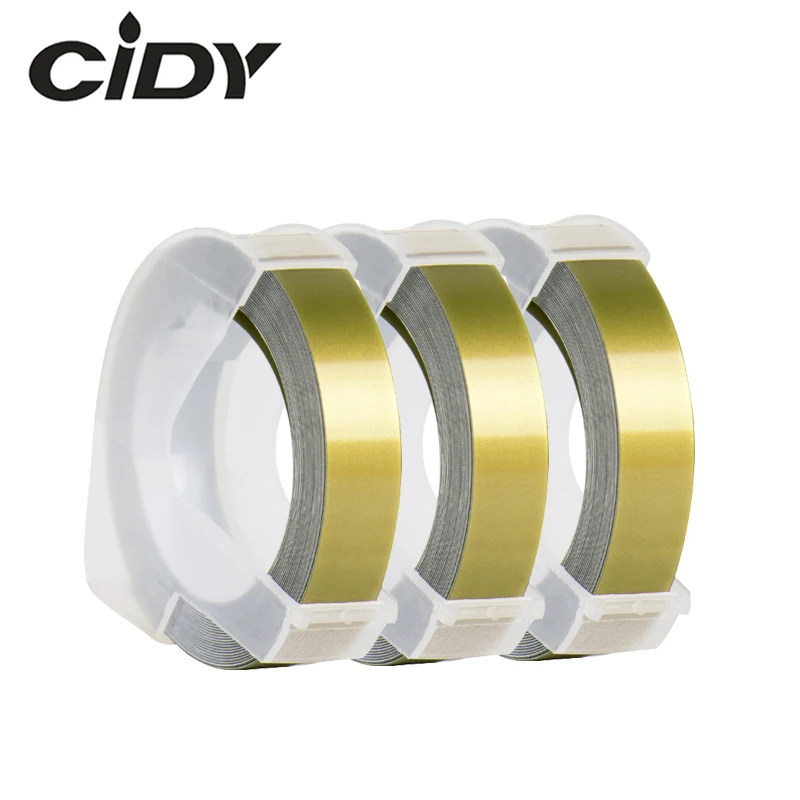CIDY 3 rolls 9MM 6MM 12MM Dymo 3D Plastic Gold Color Embossing Tapes for Label Makers DYMO 1011 1610 12965 MOTEX E101 | Компьютеры и