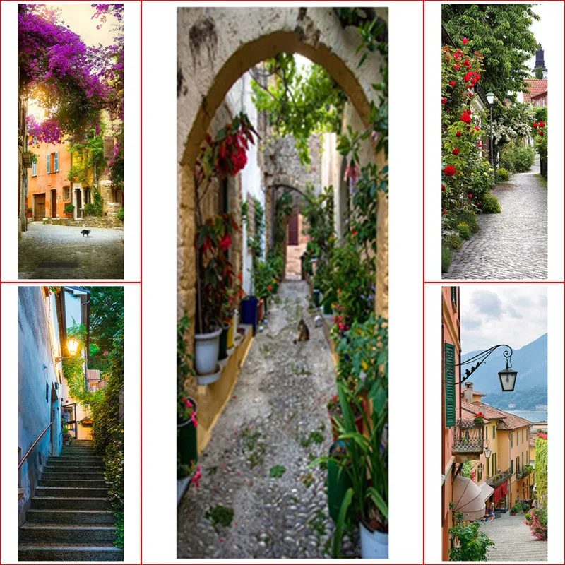 77*200 см двери наклейки в западном стиле маленький городок декорации 3d настенная