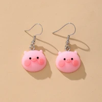 kawaii pink pig drop earrings for women 2021 fashion cute piggy dangle earring resin ear hooks girl kid fine jewelry accessories