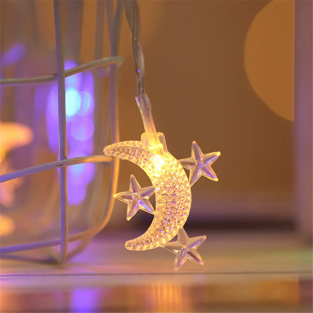 Светодиодная гирлянсветильник со звездами и луной мерцающие гирлянды на