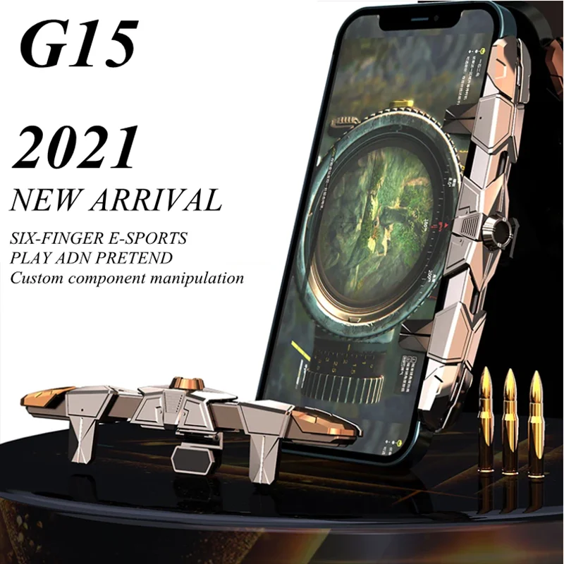 

G15 PUBG Mobile Game Controller Gamepad Joystick Trigger Free Fire Aim Shooting L1R1 ABS Metal Key Button for IPhone IOS Android