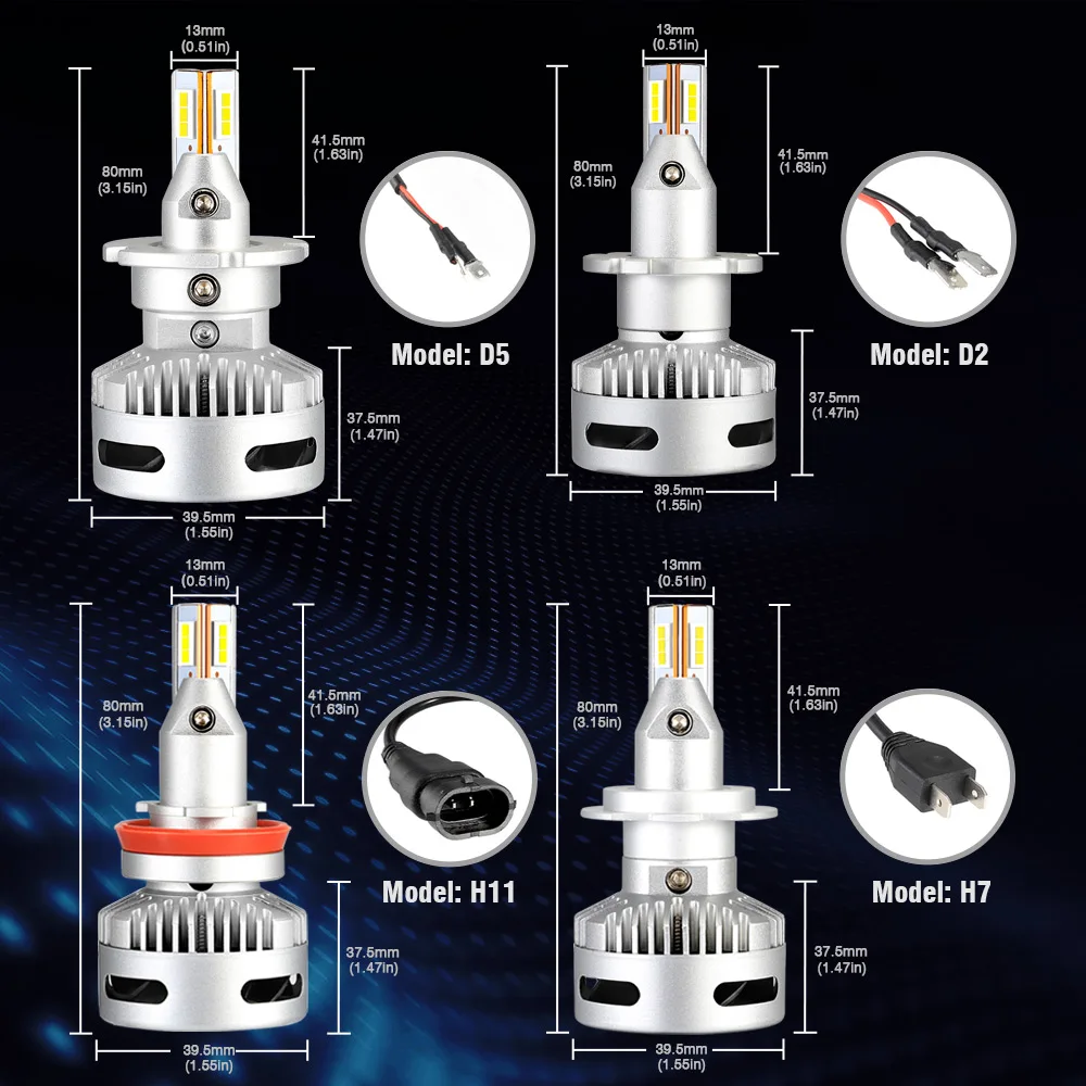 NOVSIGHT автомобиля проектор головной светильник H7 Led H7 H11 9005/9006 9012 D5 D2/D4 D1/D3/D8 90W 12000LM 6500 к авто противотуманных фар с возможностью креативного Светильник лампы