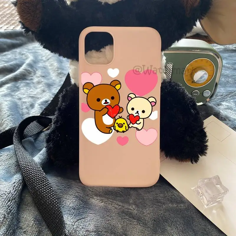 Чехол Rilakkuma для телефона IPhone 11 12 13 Pro Max Mini Xs Xr X 8 7 6s 6 Plus розовый конфетных цветов