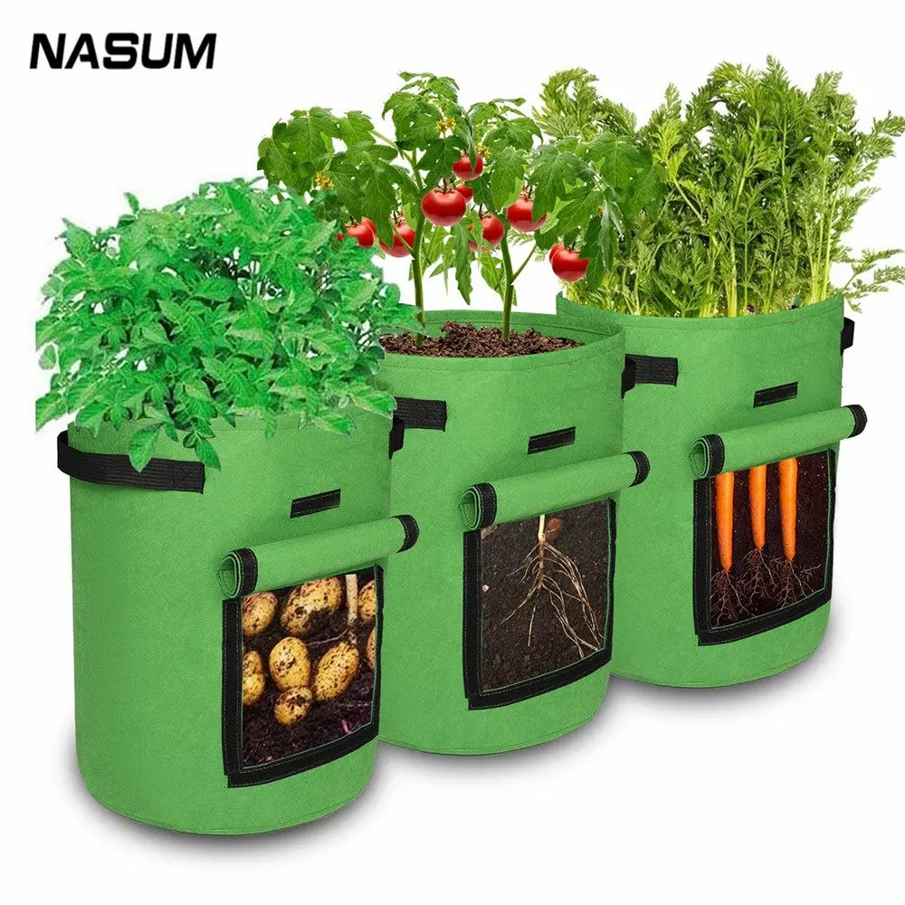 

NASUM 3pcs Non-woven Fabric Heat Dissipation Grow Bag Breathable Biodegrable Eco-friendly Plant Grow Bag Home Garden Tools