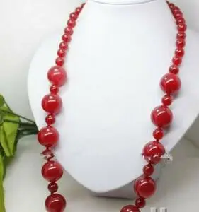 

25 inches 6mm / 12mm red jade round Gems beads long necklace AAA