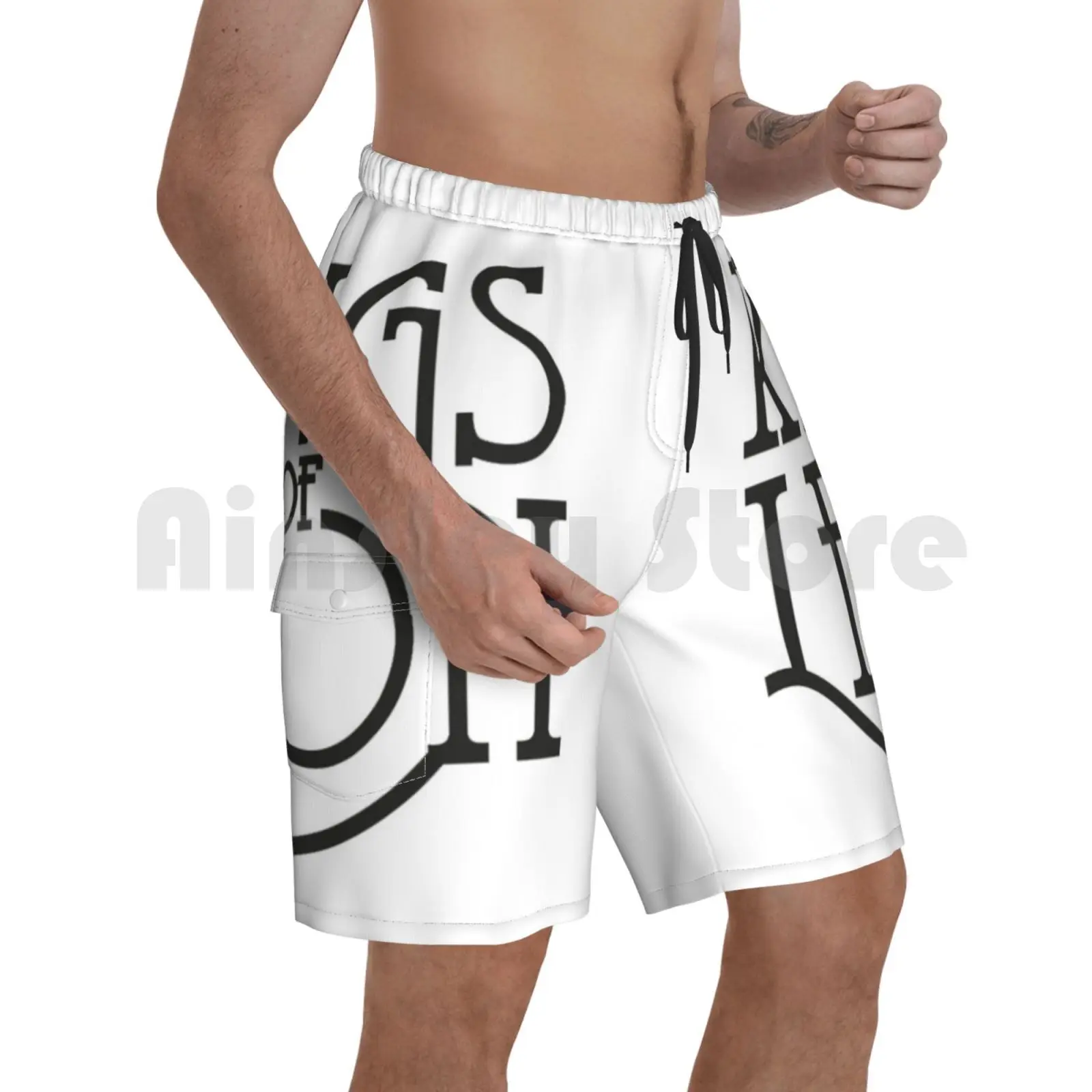 

Kings Of Leon Logo Beach Shorts Men Beach Pants Swimwear Kings Leon Band Music Lets Blues American Guitar Riff Gig