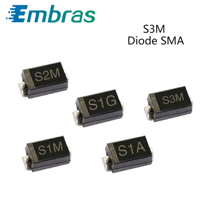 50 шт. SMD выпрямительный диод S1A S3M S1D S1G S2M S1M 3A с алюминиевой крышкой 50В 100V 200V 400V 600V 800V