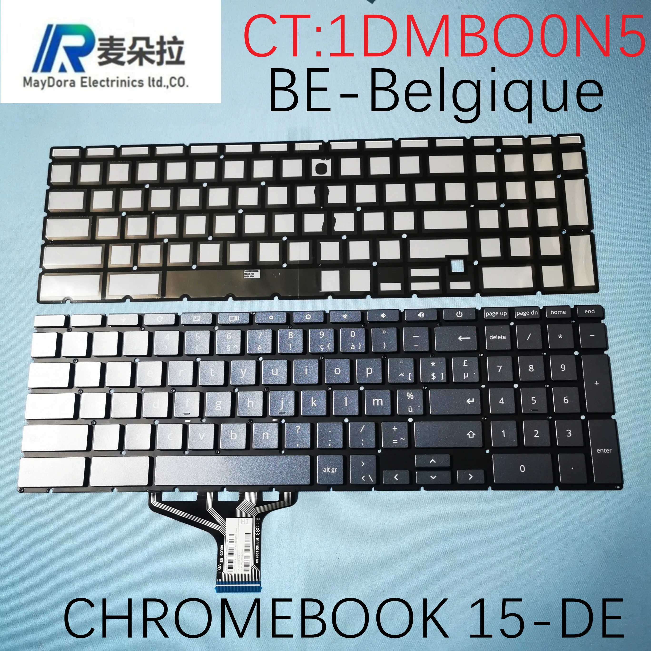 Клавиатура BE-Бельгия с подсветкой для ноутбука HP CHROMEBOOK 15-DE голубая 1DMBO0N5 |