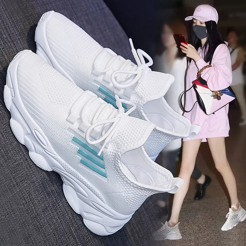 

2021 Summer New Trendy Korean Running Shoes Mesh Thin Section Hollow Breathable White Shoes Sports Shoes Women's Shoes Leisure