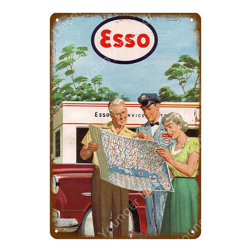 YD2533EI Ретро Esso металлические знаки тигровый мотор масло постер настенное украшение для паба бар автомобиль для бензина и газа табличка Винтаж гараж украшение YI-053 - Цвет: YD2533EI