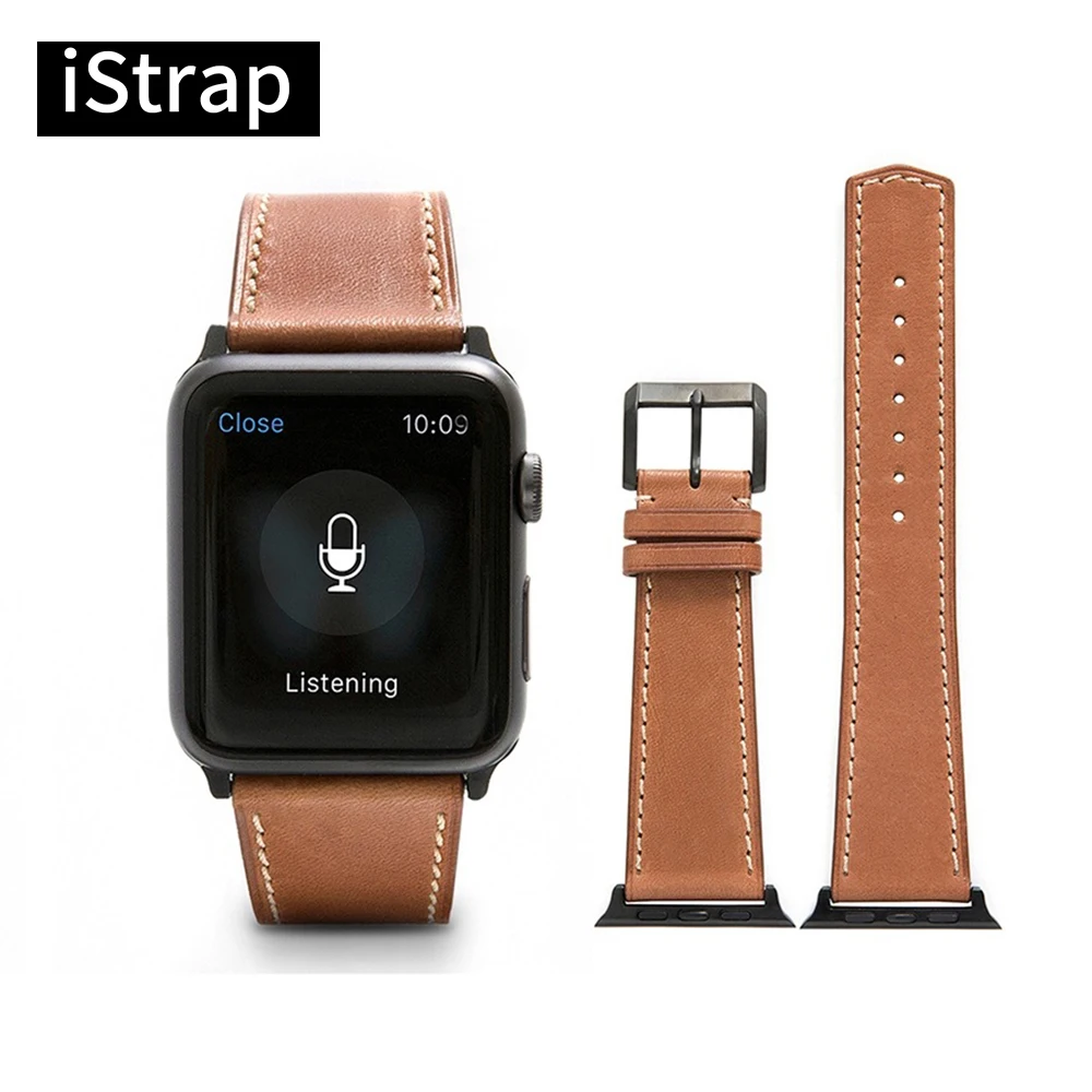 

iStrap Light Brown Strap For Apple Watch 42mm France Calf leather Watch Strap with Classic Pin buckle fit 42mm Apple Watch Band