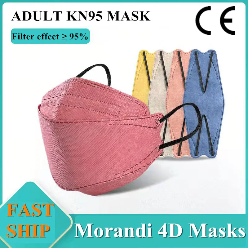 

50/100PCS Adult Morandi KN95 Printed 4D Face Mouth Mask Protective 4-Layer Melt Blown Fabic Respirator 95% Breathable Mascarilla