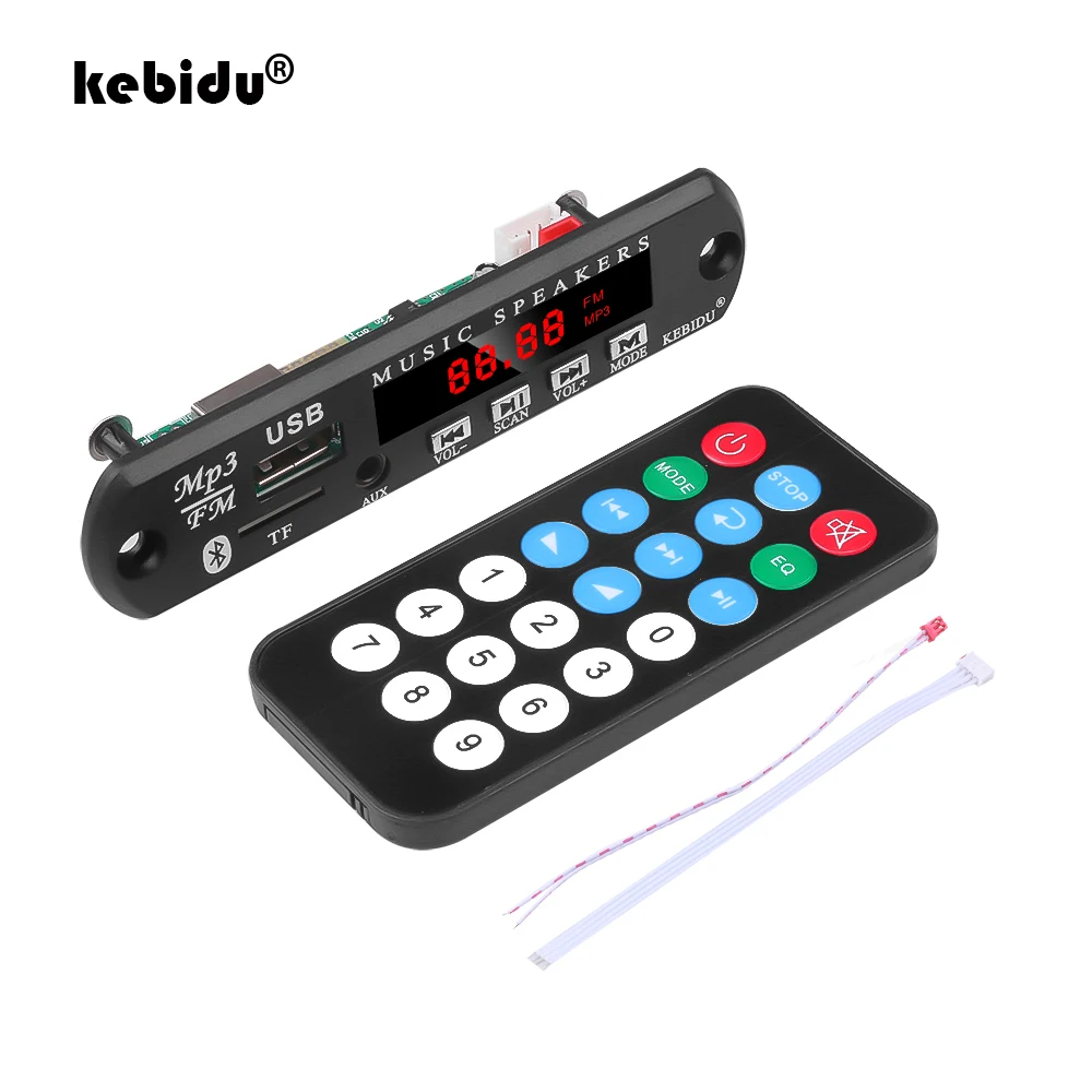 Kebidu 12В 5В беспроводной Bluetooth DC Автомобильный MP3 WMA декодер плата аудио модуль USB FM TF