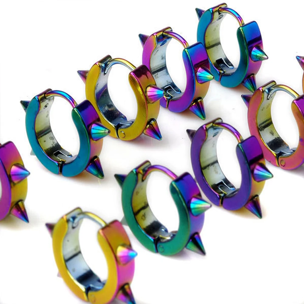 10 пар/лот Мода Панк Спайк серьги кольца для мужчин из нержавеющей стали мужские с