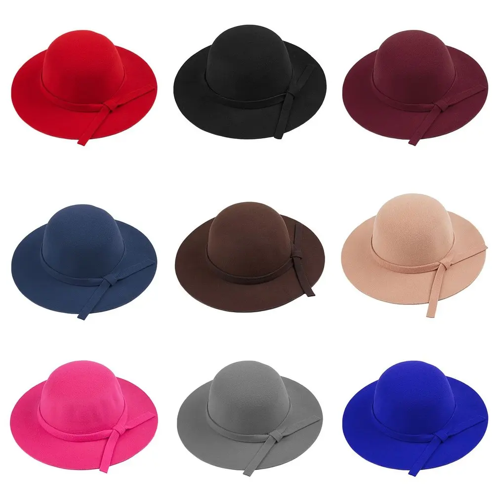 Осенне летняя фетровая шляпа от солнца Женская винтажная с широкими полями