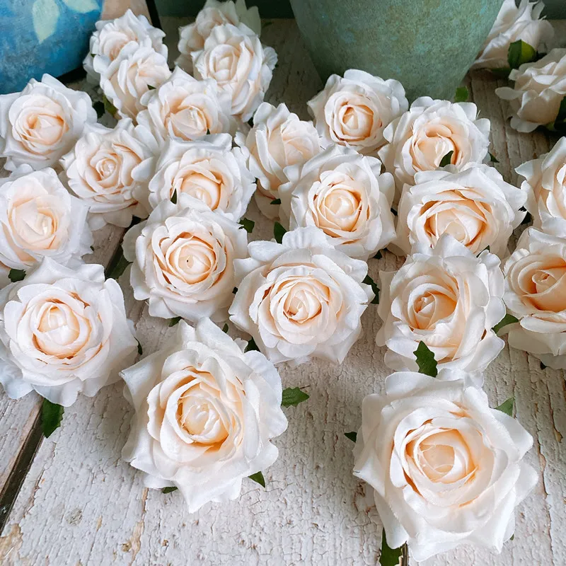 

5Pcs/lot Artificial Rose flower heads party wall decor flores wedding Arch DIY decoration Supplies silk rose Craft wreath