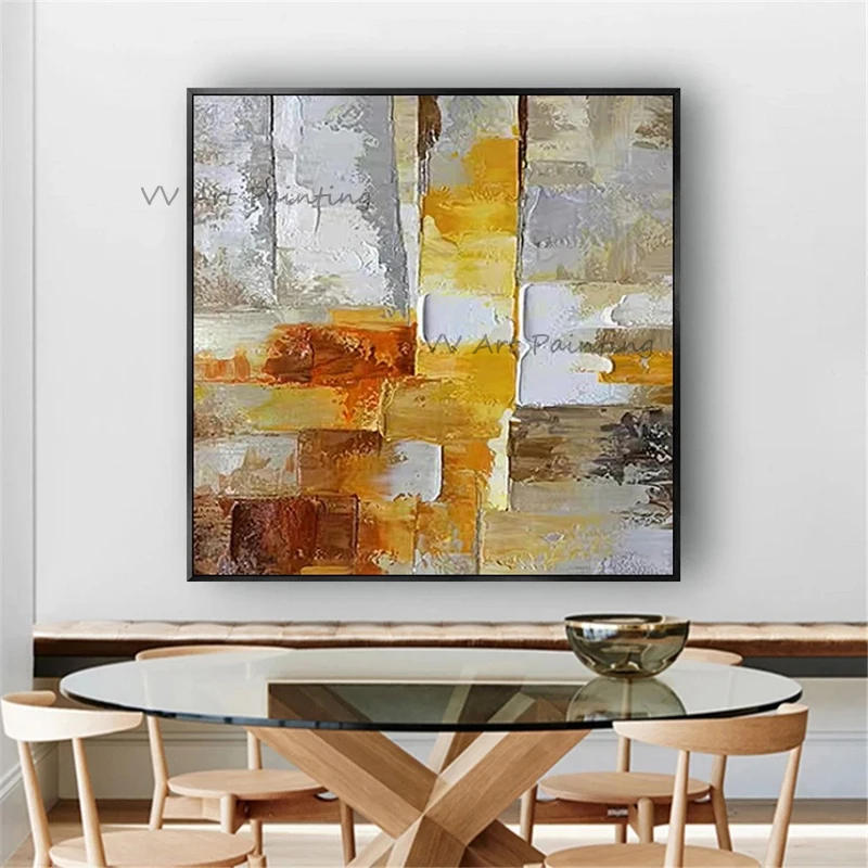 

Квадратная картина ручной работы, современная абстрактная палитра ножей, искусственная картина маслом, Настенная картина, искусство для го...