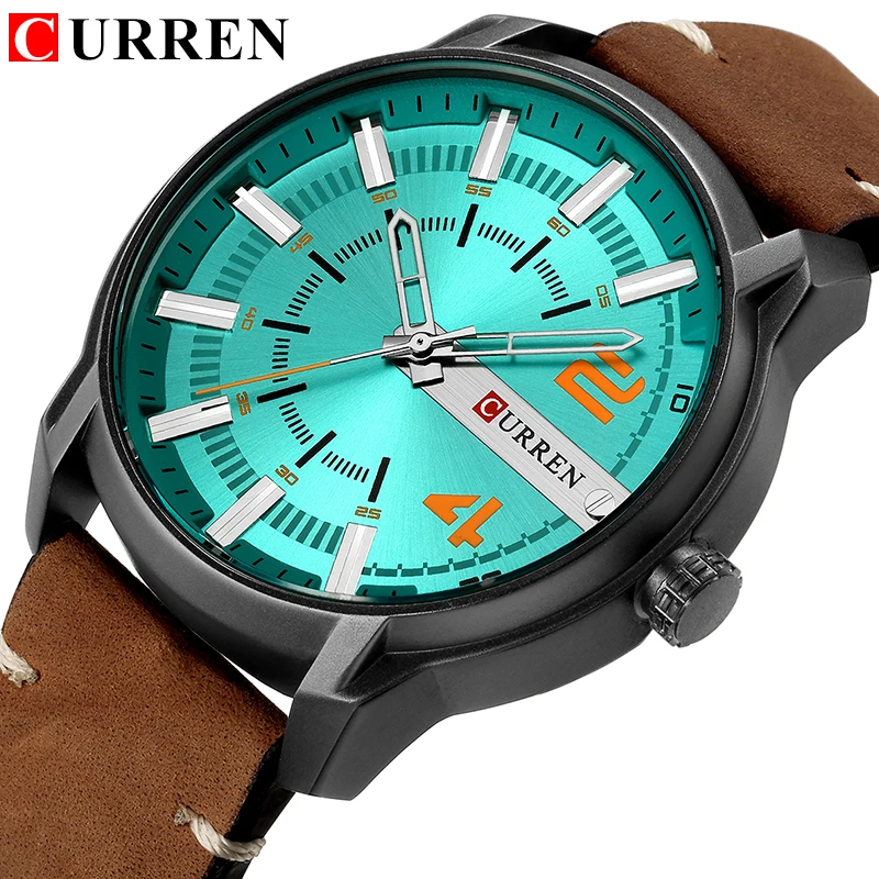 

Casual Mens Watches Analog Quartz Wrist Watch CURREN Unique High Quality Leather Strap Man Clock Water Resistant Relojes Hombre