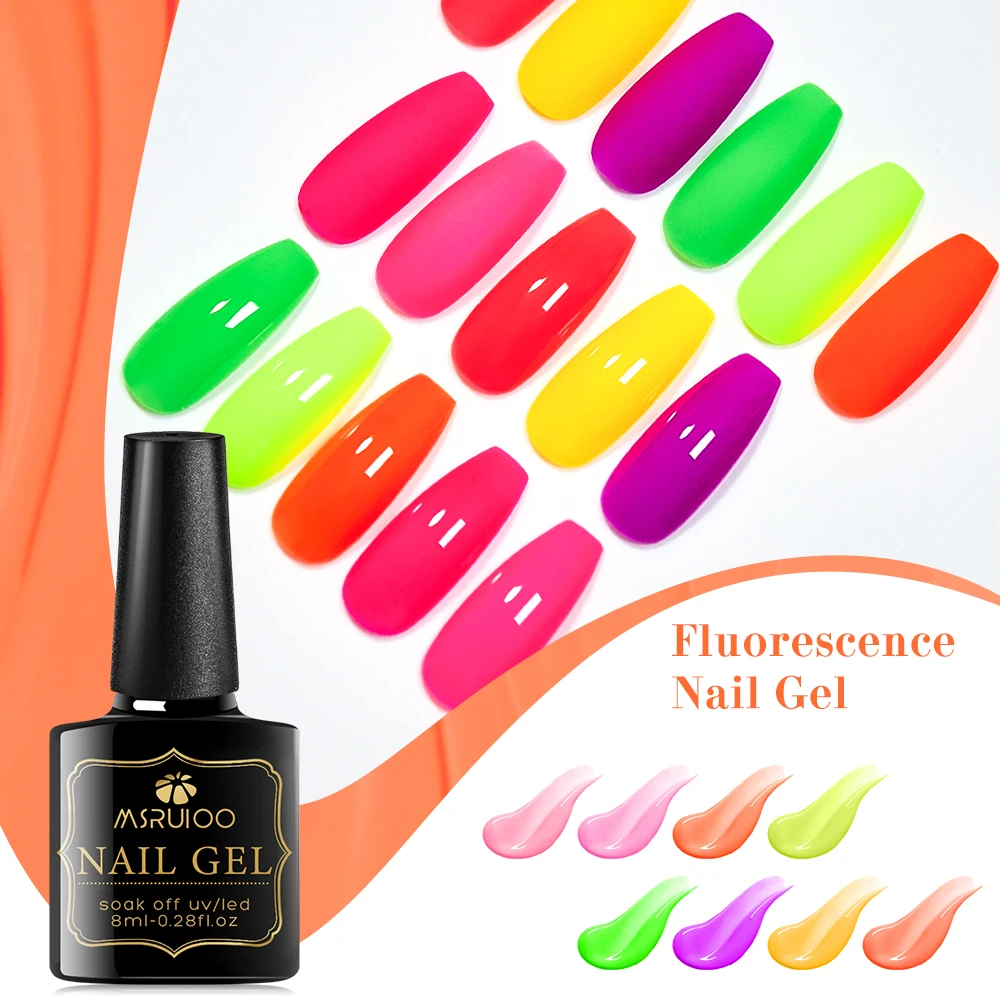 MSRUIOO 8 мл светящийся неоновый телесный Розовый Гель лак для ногтей флуоресцентный