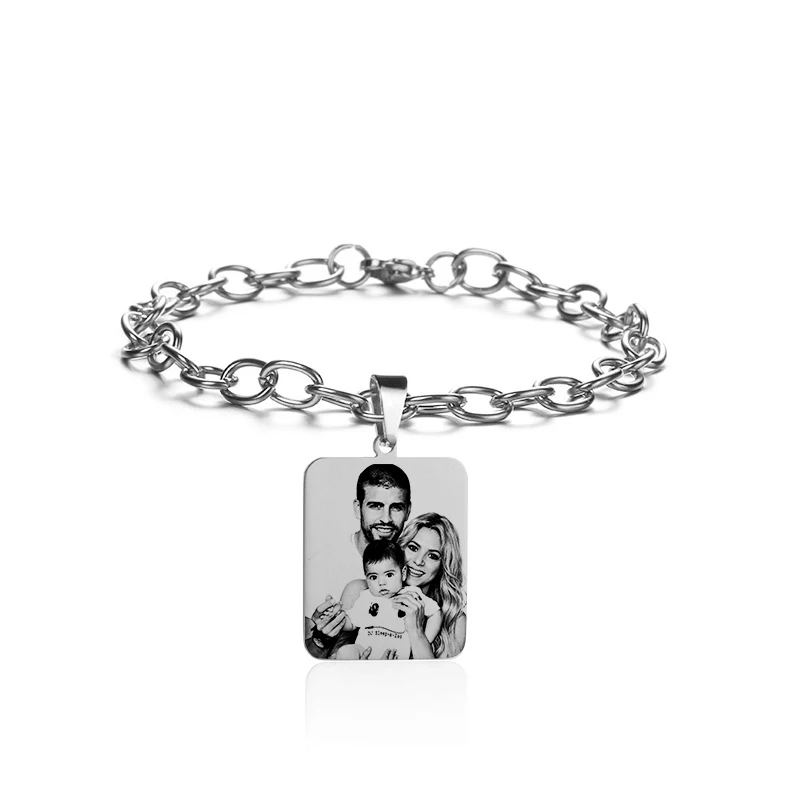 Браслет на заказ с выгравированным именем и датой Pulseira, нержавеющая сталь, персонализированная табличка, фото, браслет для женщин, ID, лучший друг, подарок