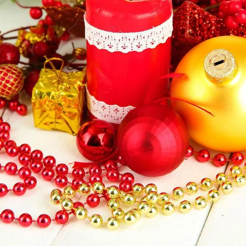 

5M Christmas Ornament Xmas Tree Decor Bead String Hanging Year Party Chain New Decoration Jewelry Home Curtain Bright Weddi M3H5
