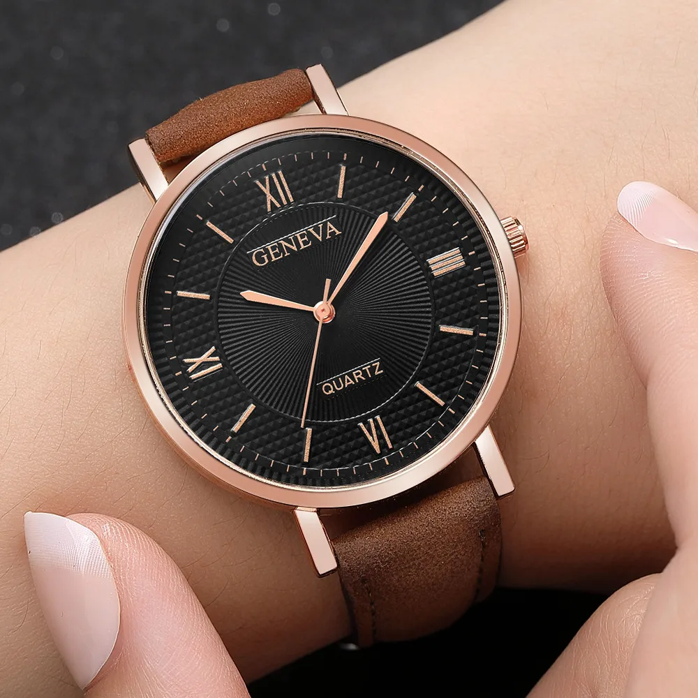 

Geneva Leather Strap Women Watches Bracelet Ladies Clock Hour Quartz Watch Brand Luxury High Quality Casual Dropshipping 233