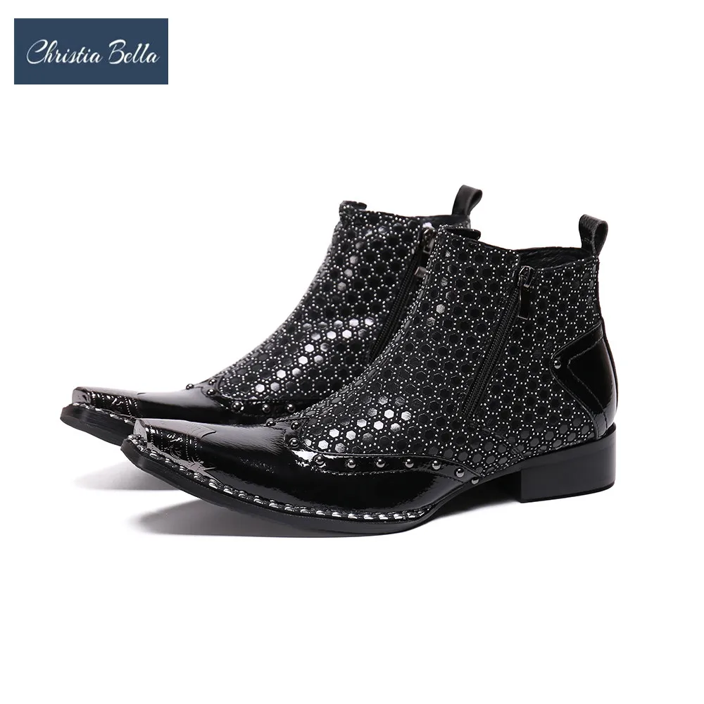 Ботильоны с заклепками в стиле панк для ночного клуба сапоги вечерние модные