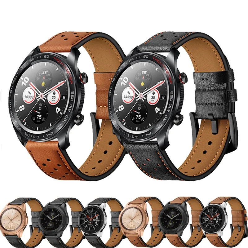 Ремешок для Samsung S3 Frontier Galaxy watch 46 мм amazfit GTR 47 Huawei Gt2 кожаный браслет наручных часов S