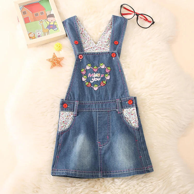 Kids Girl Jeans Dress Girls Sundress 2019 Pure Cotton Korean Baby Suspender Denim Straps Overalls Flower Dresses for | Детская одежда и